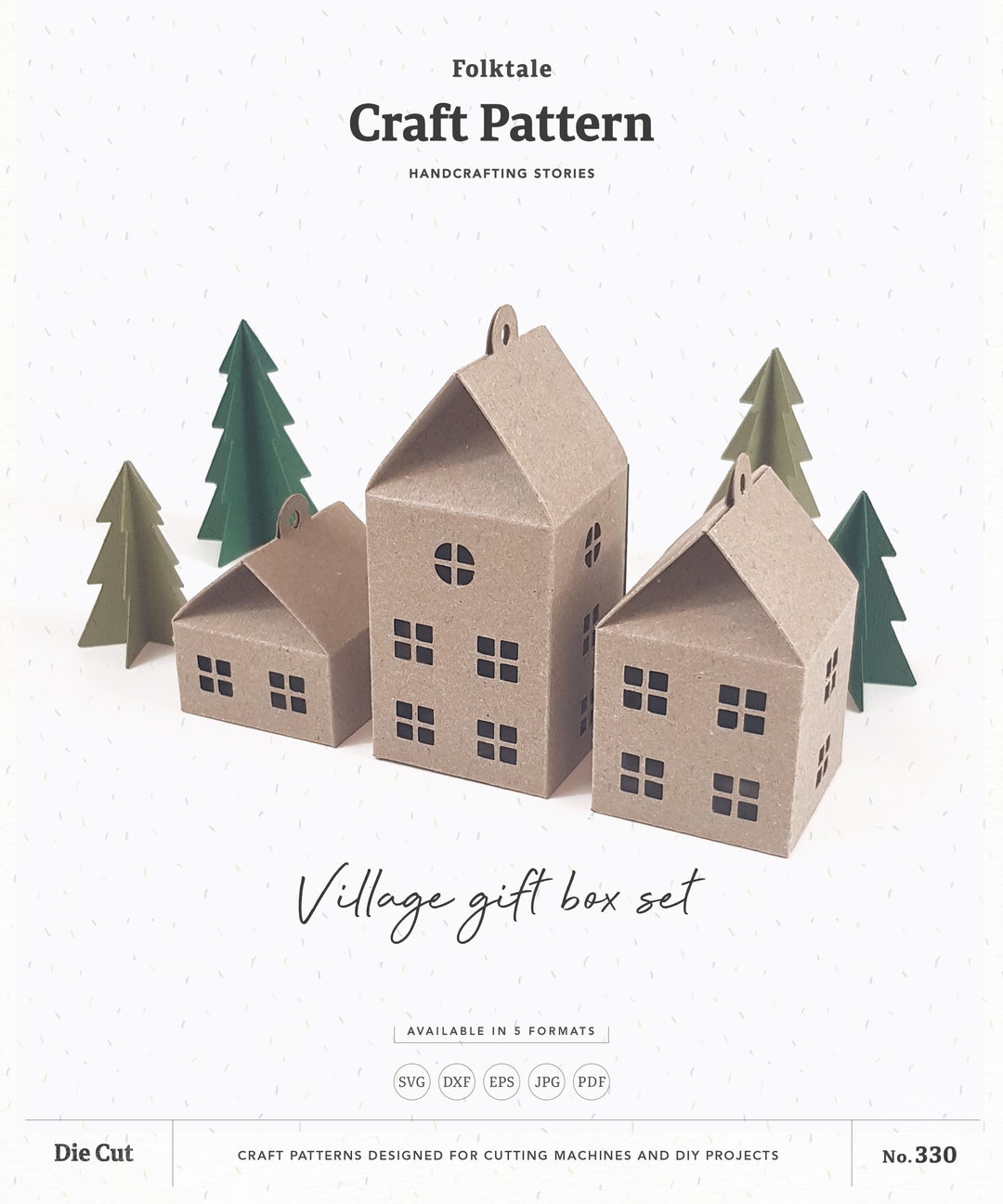 Village Gift Box SVG, Advent Box SVG, Favor Box SVG, Box Template ...