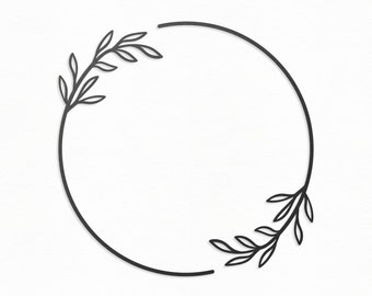 Leafy Wire Wreath SVG, Wreath SVG, Flower SVG, Wedding Svg, Frame Svg, Floral Clipart, Silhouette Cut Files, Cricut Cut Files / FT00373