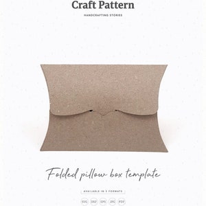 Folded Pillow Box Template SVG, Gift Box SVG, Favor Box SVG, Wedding Favor, Box Template, Silhouette Cut Files, Cricut Cut Files / FT00349 image 1