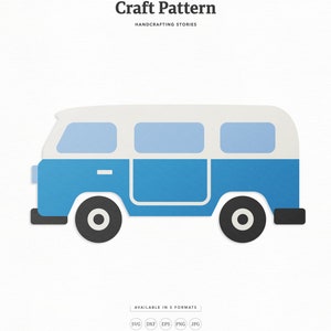 Campervan SVG Craft Pattern,  Camper Van SVG, Travel SVG, Summer Cut File, Van Clipart, Silhouette Cut Files, Cricut Cut Files / FT00385