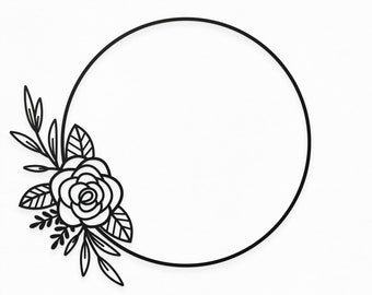 Flower Wreath SVG, Wreath Sublimation, Flower SVG, Frame svg, Wreath Clipart, Wreath PNG, Silhouette Cut Files, Cricut Cut Files / FT00136