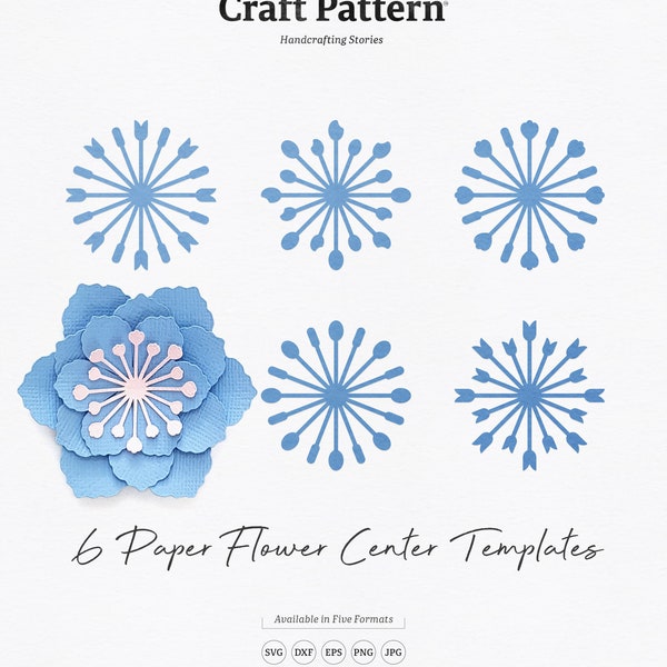 Paper Flower Center Sjablonen SVG, Paper Flower Centers SVG, Giant Paper Flower Cut File, Silhouette Cut Files, Cricut Cut Files / FT00304