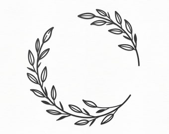 Leafy Wreath SVG Craft Pattern, Flower SVG, Wedding SVG, Floral Clipart, Wedding Clip Art, Silhouette Cut Files, Cricut Cut Files / FT00245