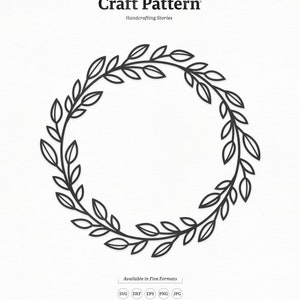 Motif d’artisanat de couronne SVG, SVG de couronne de feuille, cadre de monogramme SVG, Clipart de couronne de laurier, fichiers de coupe de silhouette, fichiers coupés Cricut / FT00128