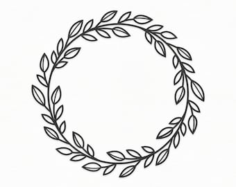Wreath SVG Craft Pattern, Leaf Wreath SVG, Monogram Frame SVG, Laurel Wreath Clipart, Silhouette Cut Files, Cricut Cut Files / FT00128