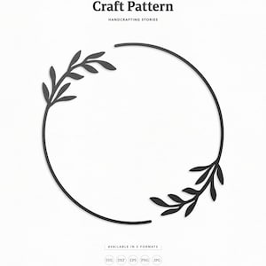 Può includere: Un motivo artigianale in bianco e nero con un cerchio e due rami di foglie stilizzati su entrambi i lati. Il testo "Craft Pattern" è in alto nell'immagine. Il testo "Die Cut" è in basso a sinistra nell'immagine. Il testo "No. 372" è in basso a destra nell'immagine.