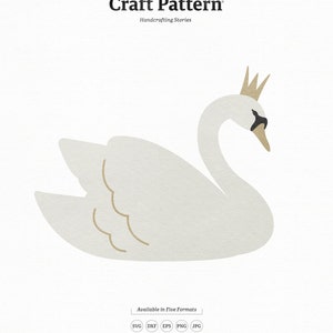 Royal Swan SVG Craft Pattern, Nursery SVG, Baby Shower SVG, Swan Cut File, Swan Clipart, Silhouette Cut Files, Cricut Cut Files / FT00216