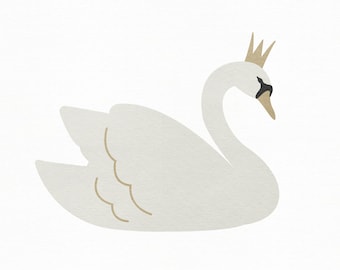 Royal Swan SVG Craft Pattern, Nursery SVG, Baby Shower SVG, Swan Cut File, Swan Clipart, Silhouette Cut Files, Cricut Cut Files / FT00216
