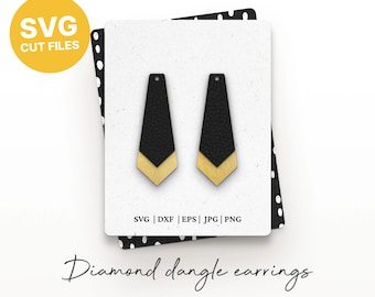 Diamond Dangle Earrings SVG, Earring SVG, Earring Template, Glowforge SVG, Laser Cut Files, Silhouette Cut Files, Cricut Cut Files / FT00226