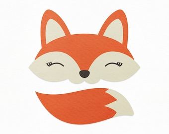 Baby Fox Face SVG Craft Pattern, Fox SVG, Cute Fox SVG, Fox Cut File, Fox Clipart, Silhouette Cut Files, Cricut Cut Files / FT00225