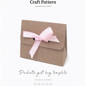 Pochette Gift Bag Template SVG, Bag SVG, Party Favor Box SVG, Wedding Favor, Box Template, Silhouette Cut Files, Cricut Cut Files / FT00343