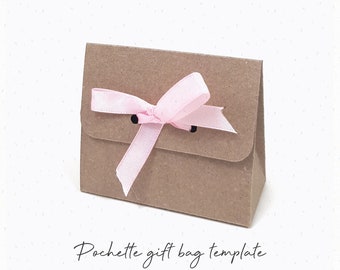 Pochette Gift Bag Template SVG, Bag SVG, Party Favor Box SVG, Wedding Favor, Box Template, Silhouette Cut Files, Cricut Cut Files / FT00343