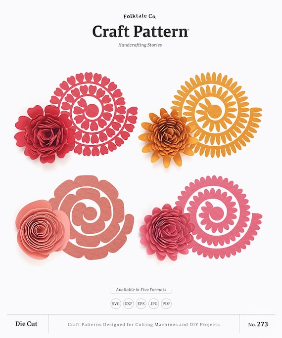rolled flower svg rolled paper flower svg 3d flower template paper flowers template silhouette cut files cricut cut files ft00273 paper flower svg