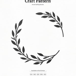 Couronne de feuilles SVG Craft Pattern, fleur SVG, mariage SVG, Clipart Floral, mariage Clip Art, Silhouette coupe fichiers, fichiers de coupe Cricut / FT00246