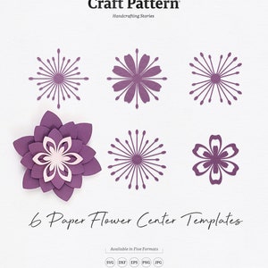 Modelli di centro floreale di carta SVG, centri di fiori di carta SVG, file di taglio di fiori di carta gigante, file di taglio di silhouette, file di taglio cricut / FT00303