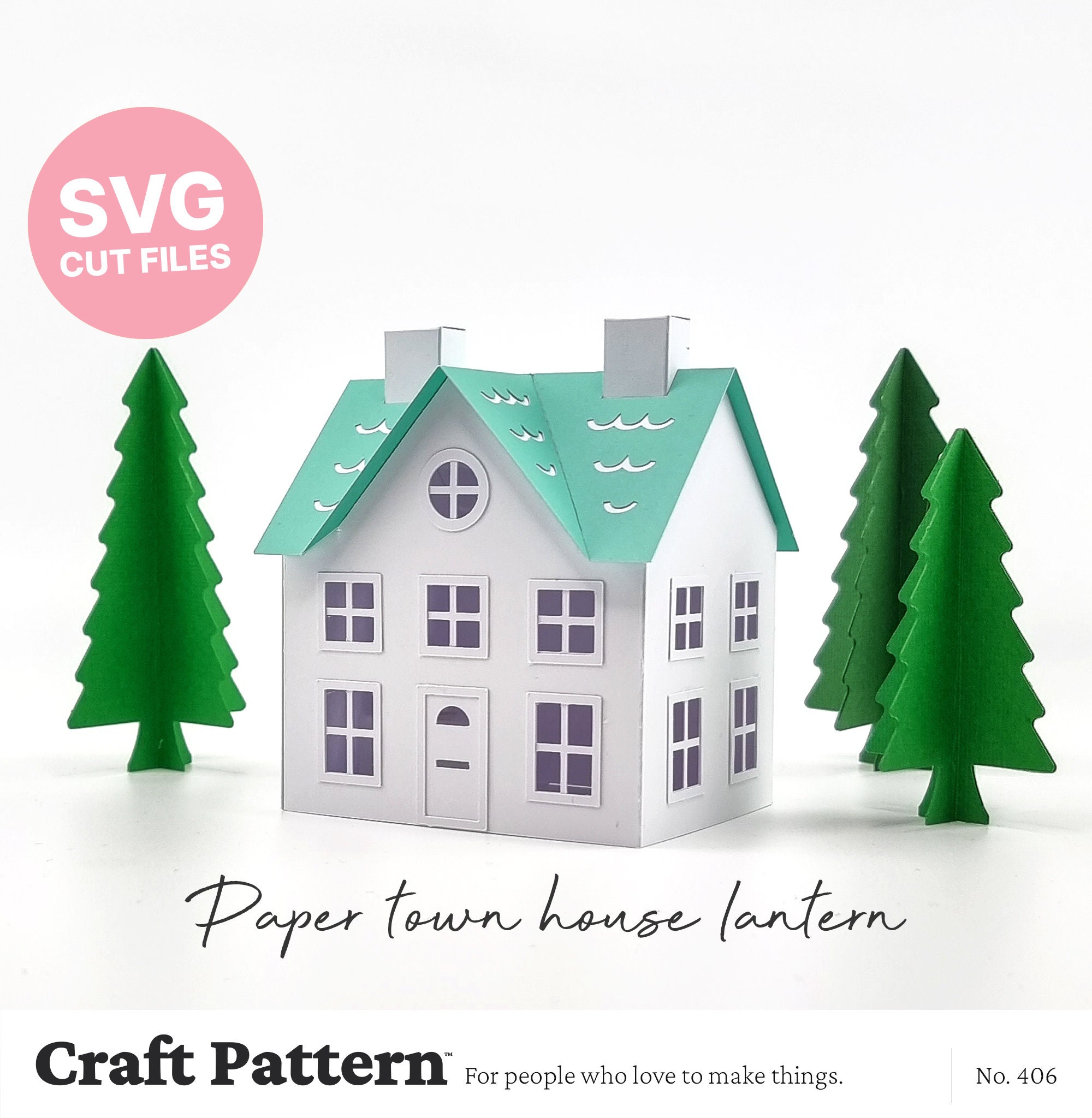 Paper House Lantern SVG Putz House Template Paper House SVG Etsy