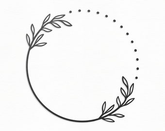 May include: A black and white craft pattern featuring a circular wreath with leaves and dots. The pattern is available in five formats: SVG, DXF, EPS, PNG, and JPG. The text "Craft Pattern" and "Handcrafting Stories" is at the top of the image. The text "Die Cut" is at the bottom left of the image. The text "No. 374" is at the bottom right of the image.