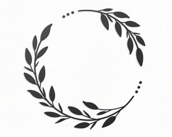 Decorative Leaf Wreath SVG Craft Pattern, Flower SVG, Wedding SVG, Floral Clipart, Silhouette Cut Files, Cricut Cut Files / FT00380