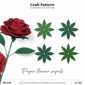 Paper Flower Sepals SVG, Paper Flower SVG, Paper Flower Template, Rolled Paper Flowers,  Silhouette Cut Files, Cricut Cut Files / FT00411