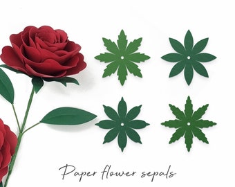 Paper Flower Sepals SVG, Paper Flower SVG, Paper Flower Template, Rolled Paper Flowers,  Silhouette Cut Files, Cricut Cut Files / FT00411