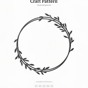 Wire Wreath SVG Craft Pattern, Leaf Wreath SVG, Monogram Frame SVG, Wire Frame Clipart, Silhouette Cut Files, Cricut Cut Files / FT00323