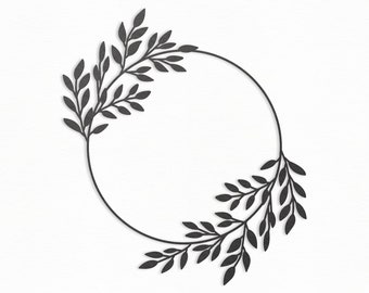 Leafy Frame SVG, Wreath SVG, Monogram Frame SVG, Floral Frame, Laurel Wreath Clipart, Silhouette Cut Files, Cricut Cut Files / FT00200