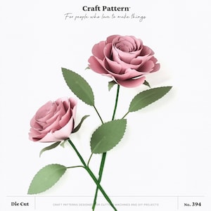 Garten Papier Rose SVG Handwerk Muster, Papier Blume SVG, Papier Blume Vorlage, Papier Rose Vorlage PDF, Papier Blume geschnitten Dateien / FT00394