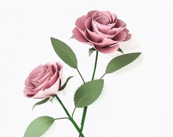 Garden Paper Rose SVG Craft Pattern, Paper Flower SVG, Paper Flower Template, Paper Rose Template PDF, Paper Flower Cut Files / FT00394