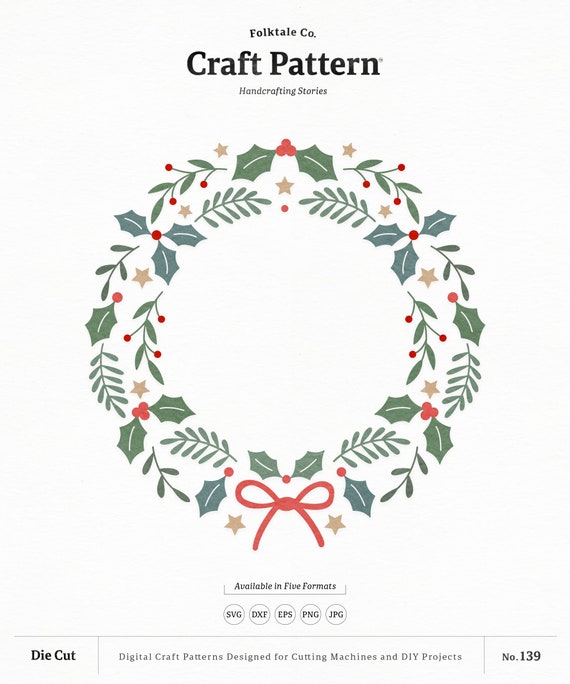 Download Christmas Wreath Svg Craft Pattern Festive Wreath Svg Flower Etsy PSD Mockup Templates