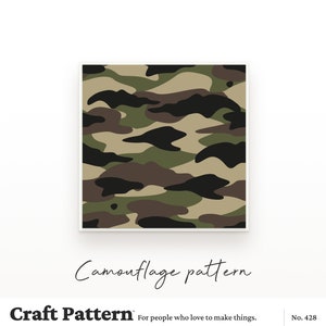 May include: A camouflage pattern with shades of green, brown, and black. The pattern is in a square frame.