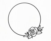 Floral Frame SVG, Flower Wreath SVG, Rose Frame SVG, Flower Clipart, Wedding Clipart, Silhouette Cut Files, Cricut Cut Files / FT00381