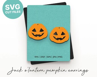 Pumpkin Earring SVG, Halloween SVG, Earrings SVG, Earring Template, Laser Cut Files, Silhouette Cut Files, Cricut Cut Files / FT00455