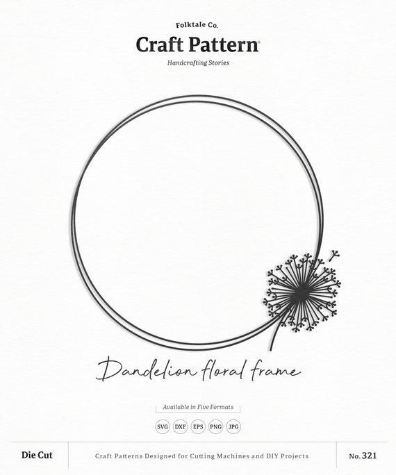 Dandelion Frame SVG, Flower Frame SVG, Dandelion SVG, Flower Clipart, Wedding Clipart,  Silhouette Cut Files, Cricut Cut Files / FT00321