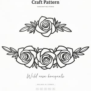 Buquês de rosas selvagens SVG padrão artesanal, flor SVG, rosa SVG, borda floral, clipart floral, arquivos de corte de silhueta, arquivos de corte Cricut / FT00354