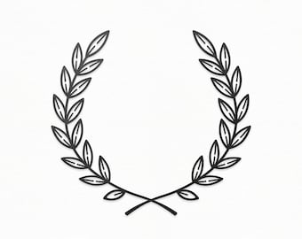 Laurel Wreath SVG Craft Pattern, Leaf Wreath SVG, Flower SVG, Wreath Clipart, Silhouette Cut Files, Cricut Cut Files / FT00156