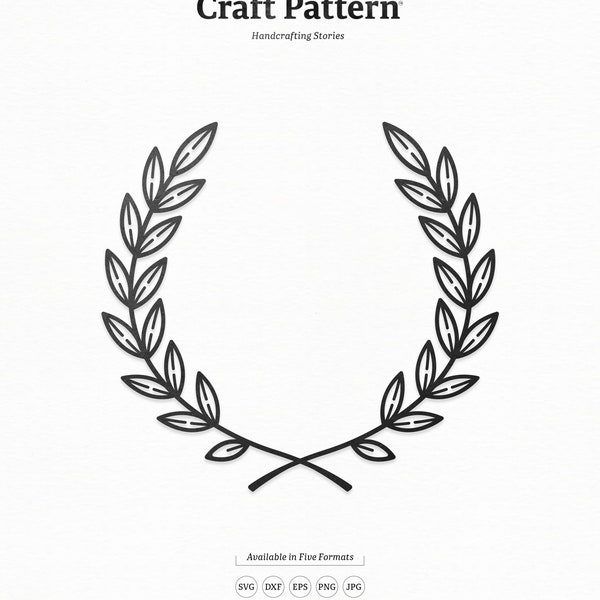Laurel Wreath SVG Craft Pattern, Leaf Wreath SVG, Flower SVG, Wreath Clipart, Silhouette Cut Files, Cricut Cut Files / FT00156