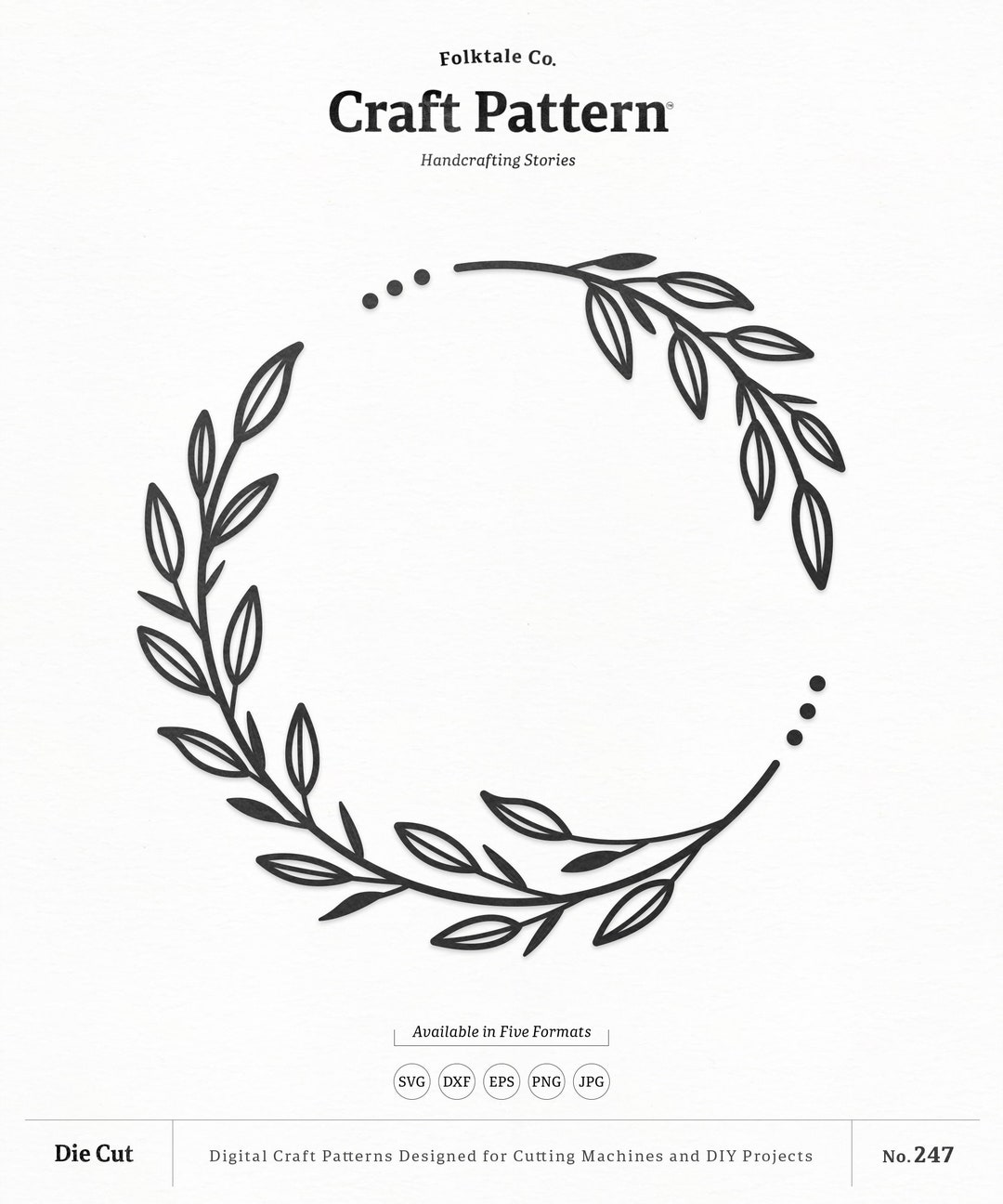 Decorative Leaf Wreath SVG Craft Pattern, Flower SVG, Wedding SVG
