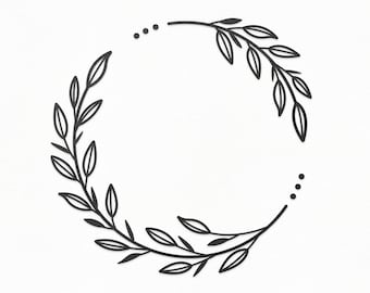 Decorative Leaf Wreath SVG Craft Pattern, Flower SVG, Wedding SVG, Floral Clipart, Silhouette Cut Files, Cricut Cut Files / FT00247