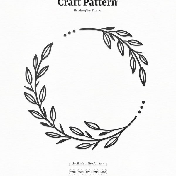 Decorative Leaf Wreath SVG Craft Pattern, Flower SVG, Wedding SVG, Floral Clipart, Silhouette Cut Files, Cricut Cut Files / FT00247