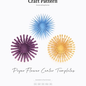 Giant Paper Flower Center Templates SVG, Paper Flower Centers SVG, Paper Flower Cut File, Silhouette Cut Files, Cricut Cut Files / FT00305