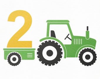 Birthday Tractor SVG, Farm Birthday SVG, Birthday SVG, Farm Svg, Tractor Svg, Farm Clipart, Silhouette Cut Files, Cricut Cut Files / FT00362