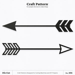 May include: Two black arrow designs, one pointing to the right and the other pointing to the left. The arrows are outlined in black and have a striped pattern. The text "Craft Pattern™" is at the top of the image, and the text "Die Cut" is at the bottom left. The text "No. 106" is at the bottom right.