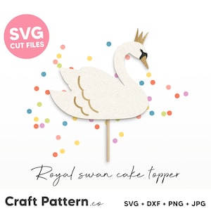 Royal Swan Cake Topper SVG, Swan SVG, DIY Party Decorations, Baby Shower svg, Silhouette Cut Files, Cricut Cut Files / FT00490