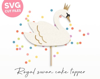 Royal Swan Cake Topper SVG, Swan SVG, DIY Party Decorations, Baby Shower svg, Silhouette Cut Files, Cricut Cut Files / FT00490