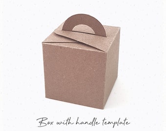 Boîte avec modèle de poignée SVG, boîte-cadeau SVG, boîte de faveur SVG, faveur de mariage, modèle de boîte, fichiers de coupe silhouette, fichiers de coupe Cricut / FT00327