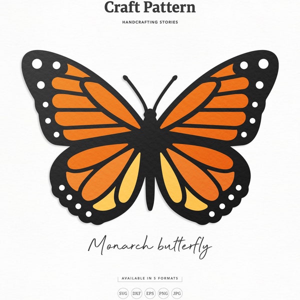 Monarch Butterfly SVG, Butterfly Wall Art SVG, Paper Butterfly Template, Butterfly Clipart, Silhouette Cut Files, Cricut Cut Files / FT00367