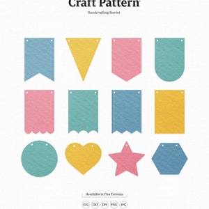 Bunting Banners SVG Craft Pattern,  Pennant Banner SVG Cut File, Banner SVG Banner Clipart, Silhouette Cut Files, Cricut Cut Files / FT00221