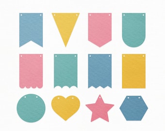 Bunting Banners SVG Craft Pattern,  Pennant Banner SVG Cut File, Banner SVG Banner Clipart, Silhouette Cut Files, Cricut Cut Files / FT00221