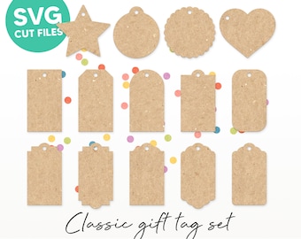 Étiquettes de cadeau SVG, modèles d'étiquette de cadeau, étiquettes et étiquettes de prix fichier de coupe SVG, Clipart d'étiquette de cadeau, fichiers de coupe de Silhouette, fichiers de coupe Cricut / FT00218