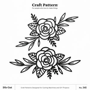 Bordes de flores SVG, Sublimación de flores, Rosas SVG, Flor SVG, Clipart floral, Archivos de corte de silueta, Archivos de corte de corte / FT00141
